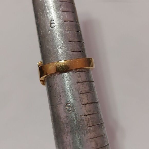 SETA Simulated Peridot Crystal Gold Plate Filigree Ring Size 7 August Birthstone - Picture 3 of 6